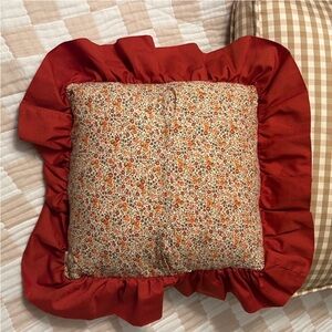 Gingham Pillow and Plush Blanket Set Tan Brown All Season Vintage Ethan Allen